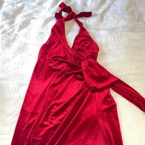 Red “Velvet” Jessica Rabbit Style Halter Dress